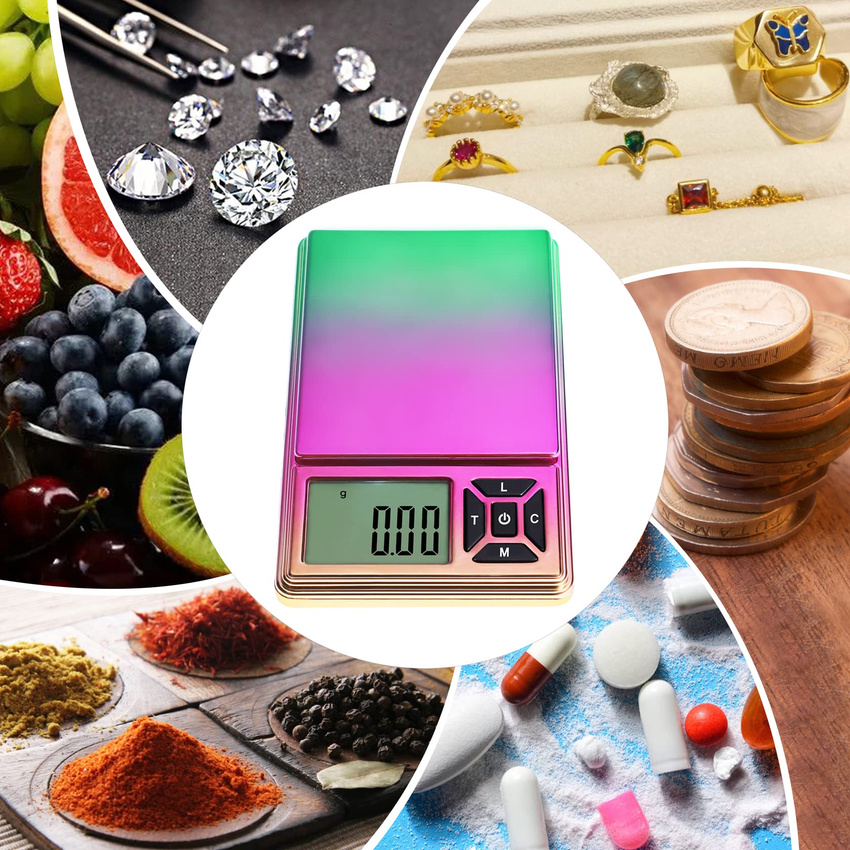GRAM PRES includes 50g calibration weight and essential tools.