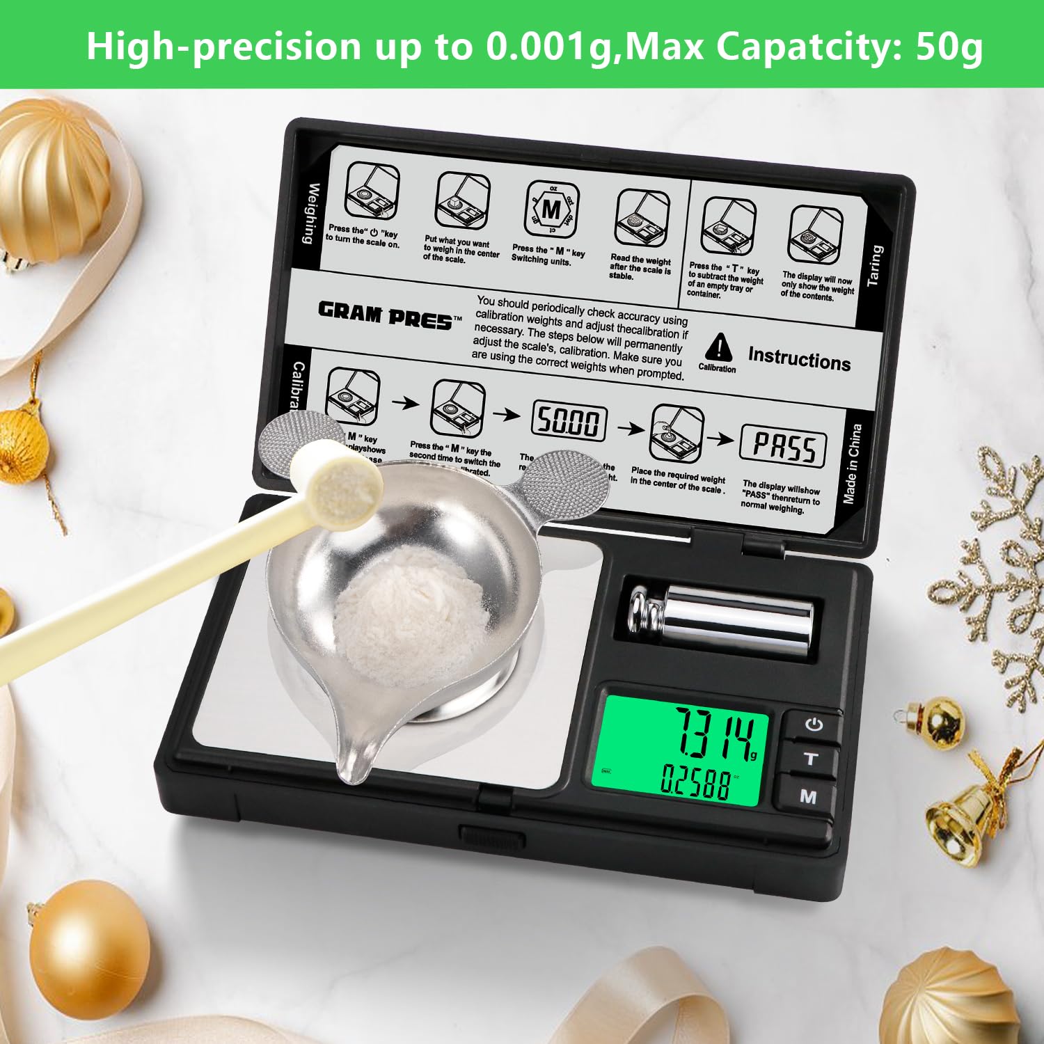 GRAM PRES portable compact scale ideal for on-the-go weighing of small items.