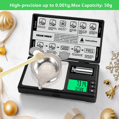 GRAM PRES portable compact scale ideal for on-the-go weighing of small items.