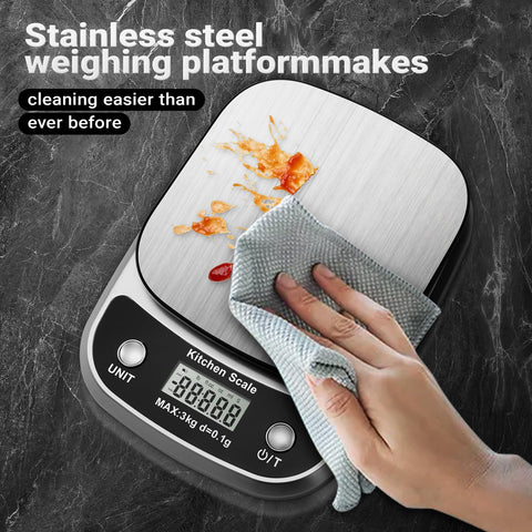 GRAM PRES stainless steel platform offers durable, hygienic food weighing.