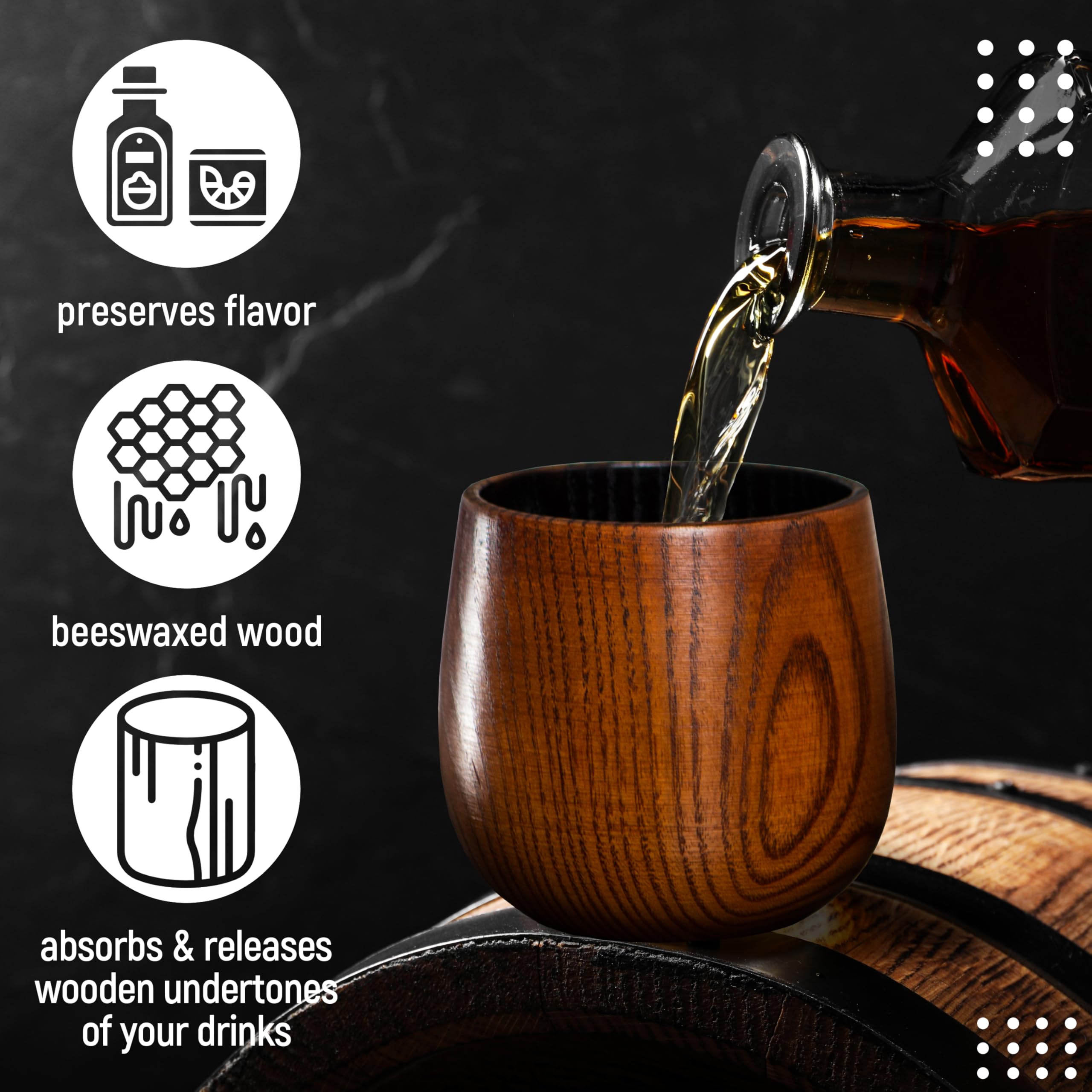 Granatan comfortable-grip wood tumbler ready for relaxed pours