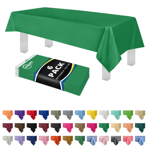 Grandipity green disposable tablecloth covers a 54x108 inch table with full coverage.