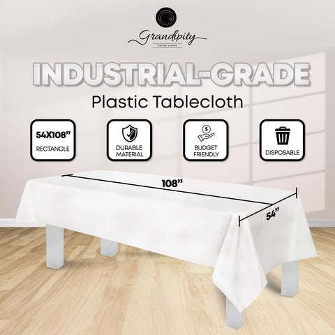 Grandipity 54x108 tablecloth drapes perfectly over an 8 ft table