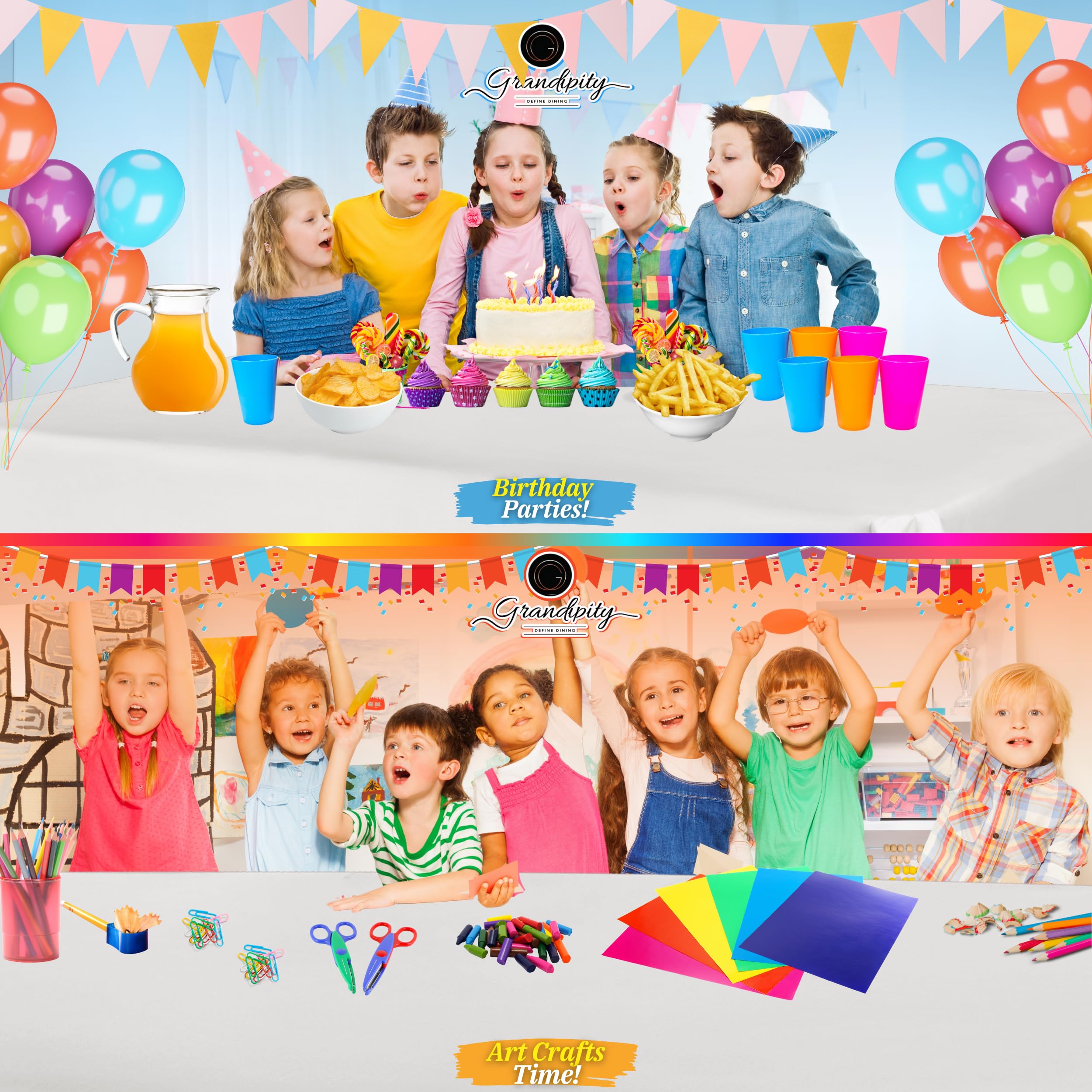 Grandipity tablecloths enhance party themes with effortless decor