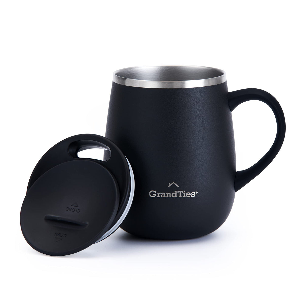 GRANDTIES insulated coffee mug with handle keeps beverages hot during commutes