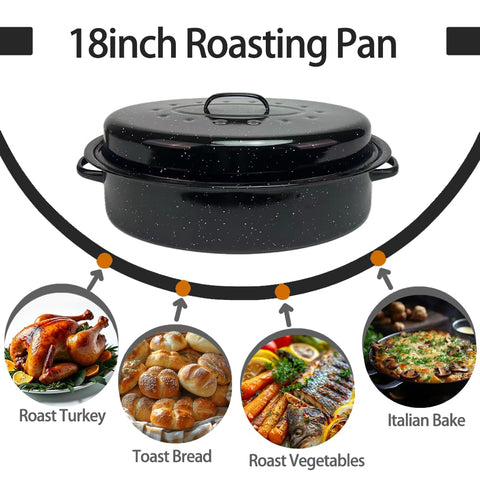 Granite Bowl 18-inch length demonstrates large capacity for roasts.