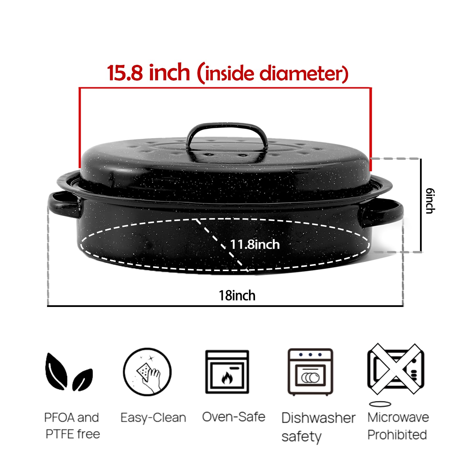 Granite Bowl oval roaster interior reveals ample cooking space.