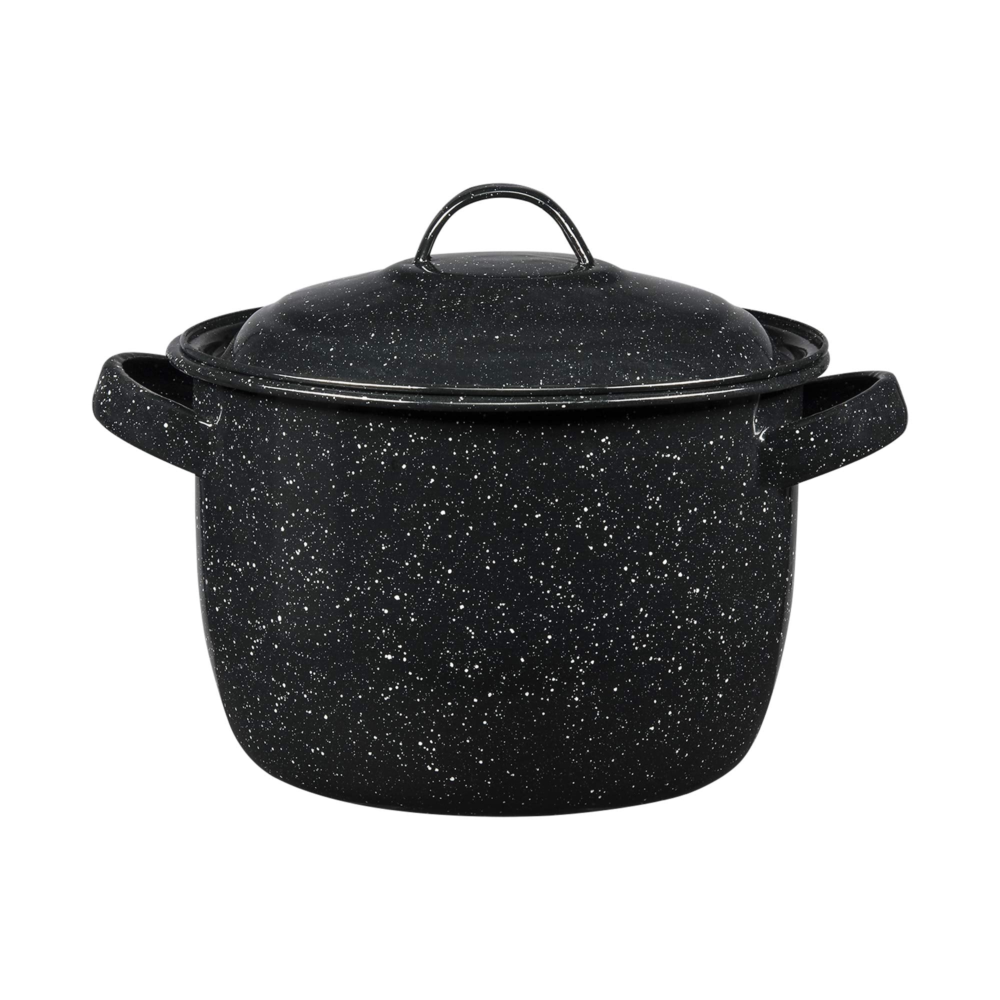 Granite Ware 4-quart bean pot top view highlights even heat distribution.