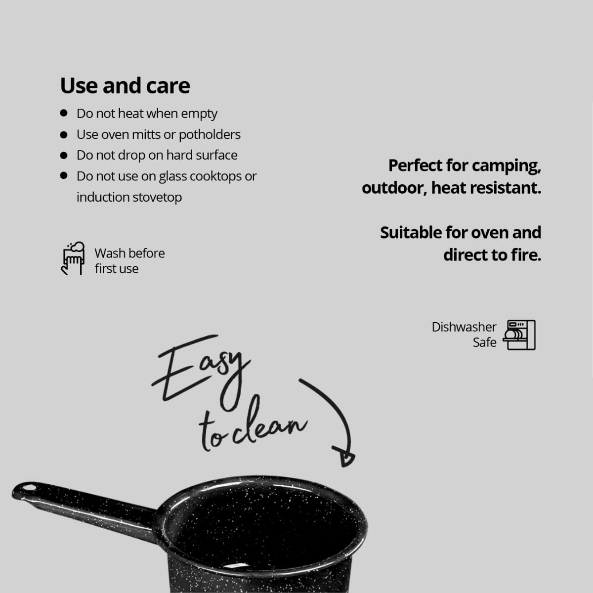Granite Ware dishwasher-safe design saves time on cleanup after meals