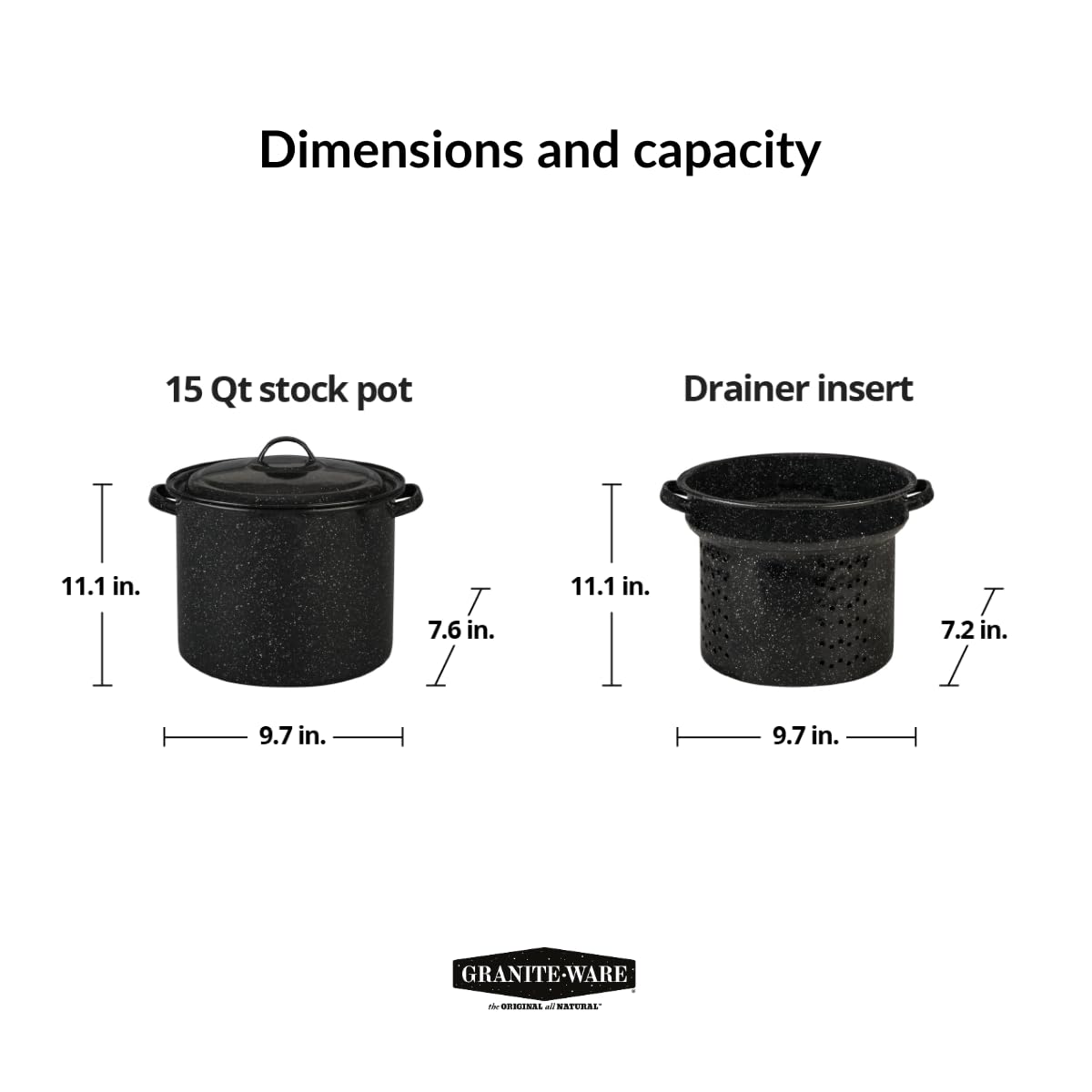 Granite Ware large-capacity pot set ideal for pasta and seafood.