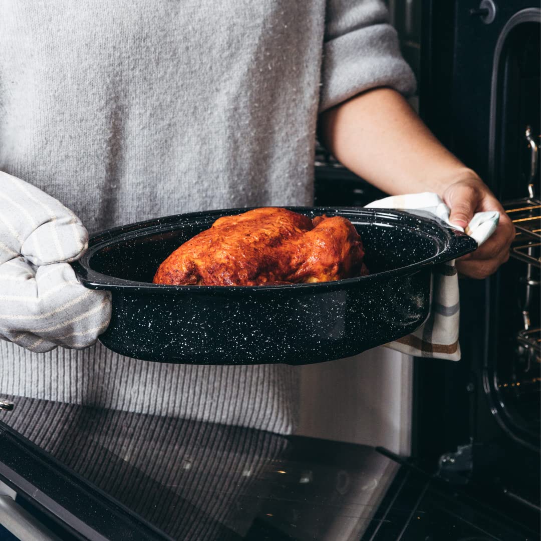 Granite Ware lid doubles as a second roaster for versatility