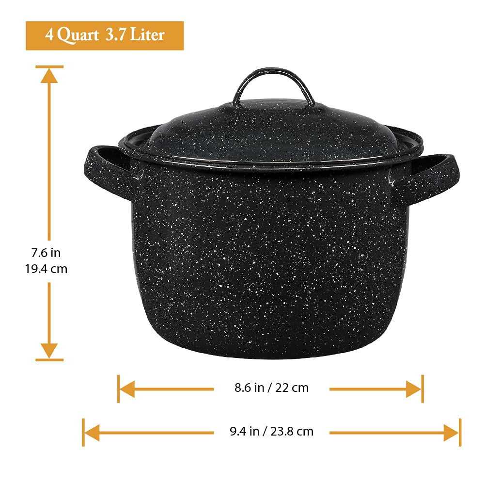 Granite Ware porcelain enamel close-up shows chip-resistant, non-stick surface.