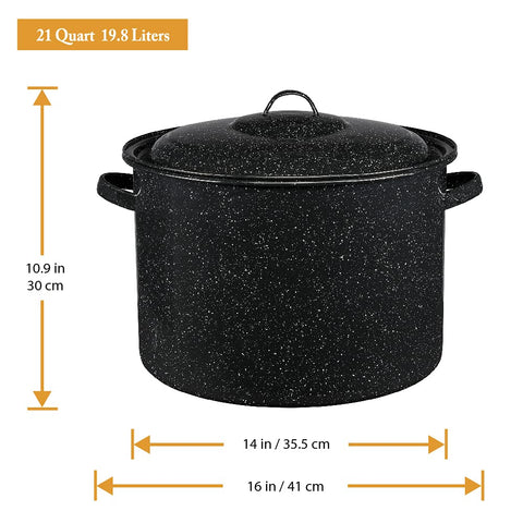 Granite Ware porcelain-steel core ensures even heat distribution during cooking.