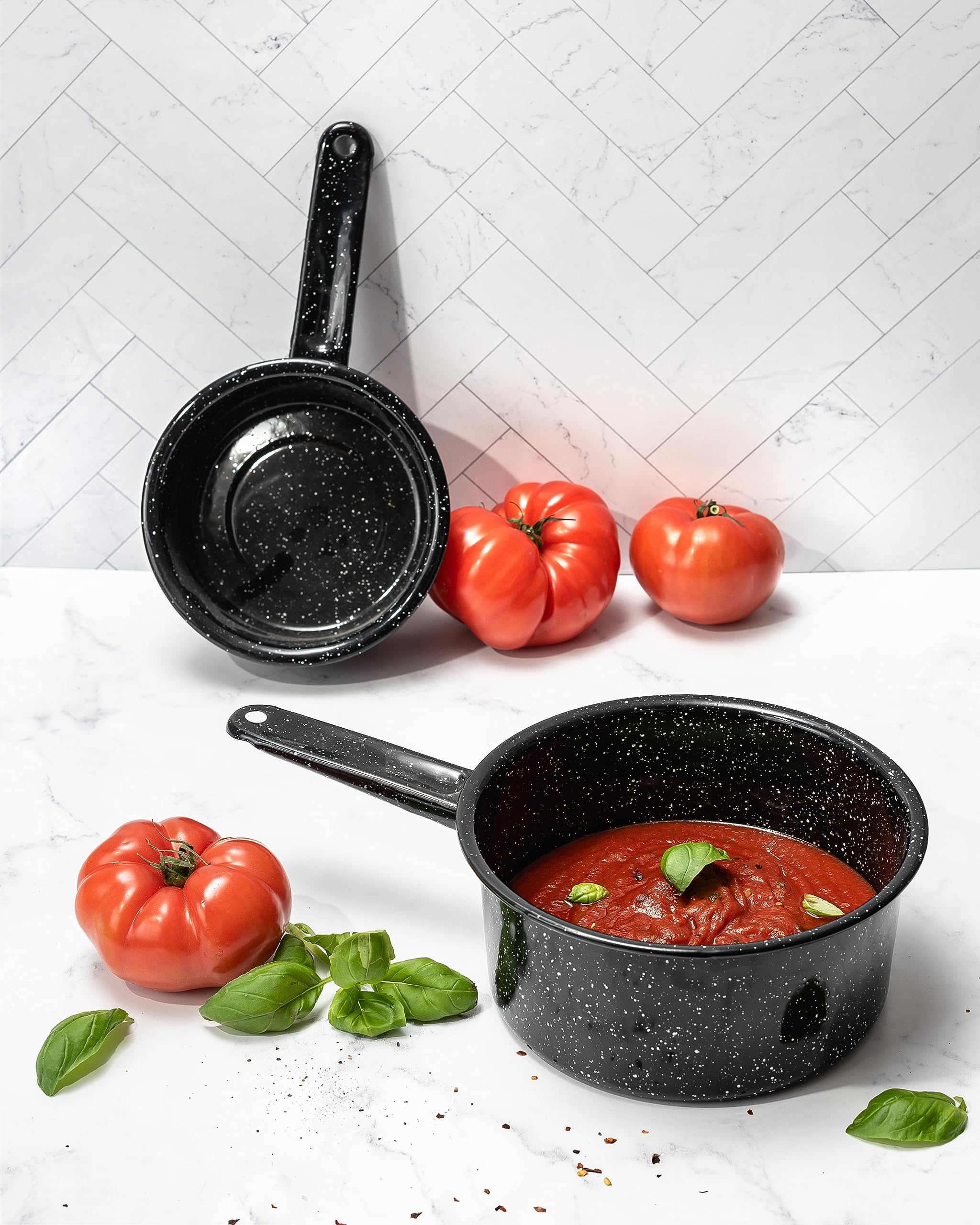 Granite Ware 2qt saucepan with steel core ideal for soups and small meals