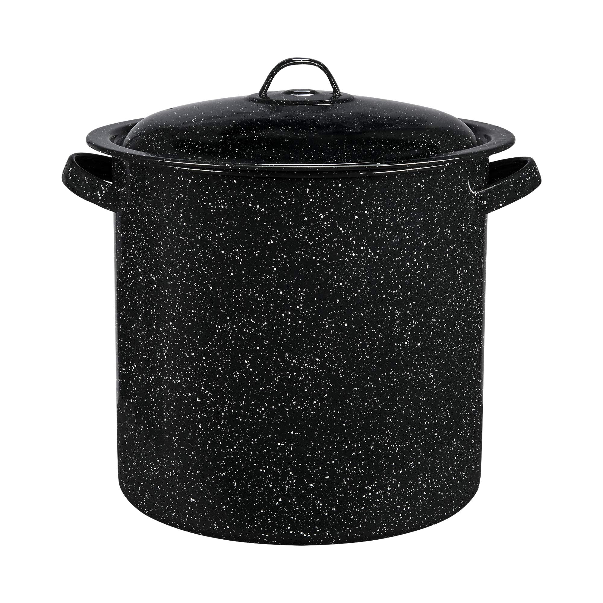 Granite Ware 15.5-quart stock pot with lid for large-batch soups.