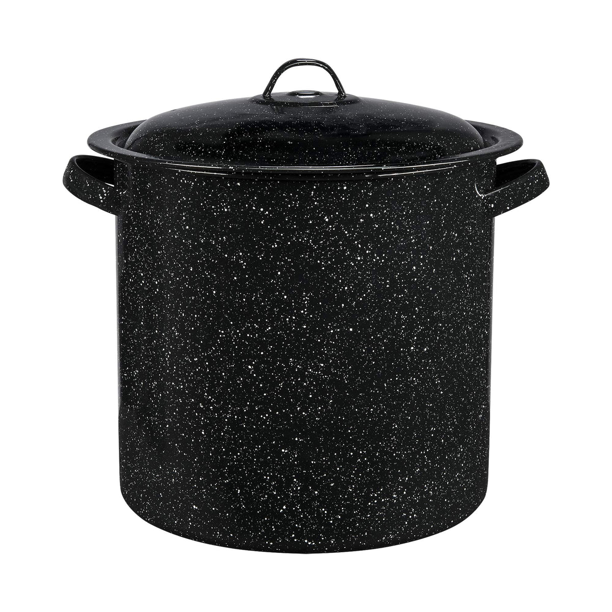 Granite Ware 15.5-quart stock pot with lid for large-batch soups.
