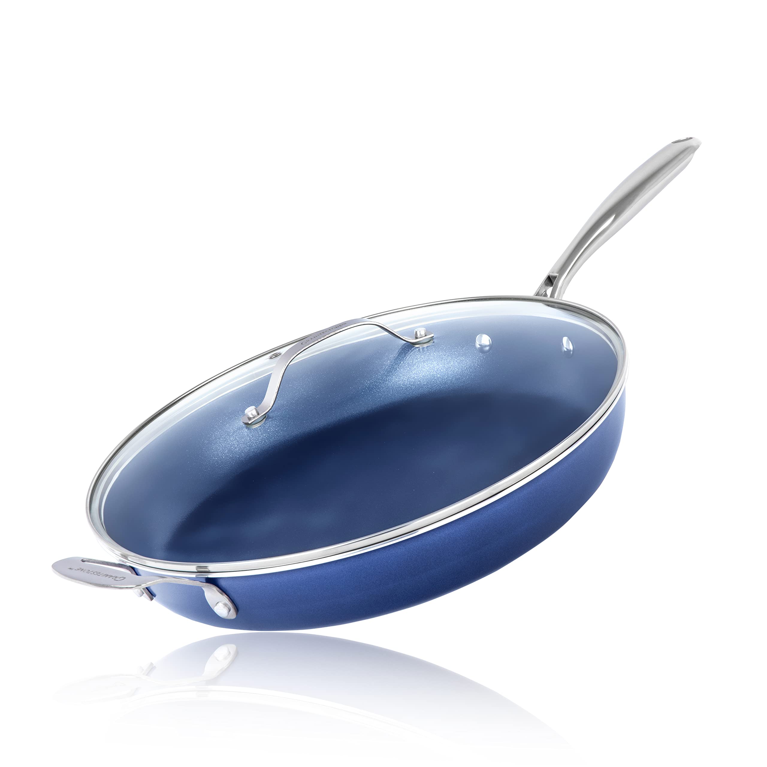 Granitestone 14-inch frying pan with lid in blue ideal for large family meals