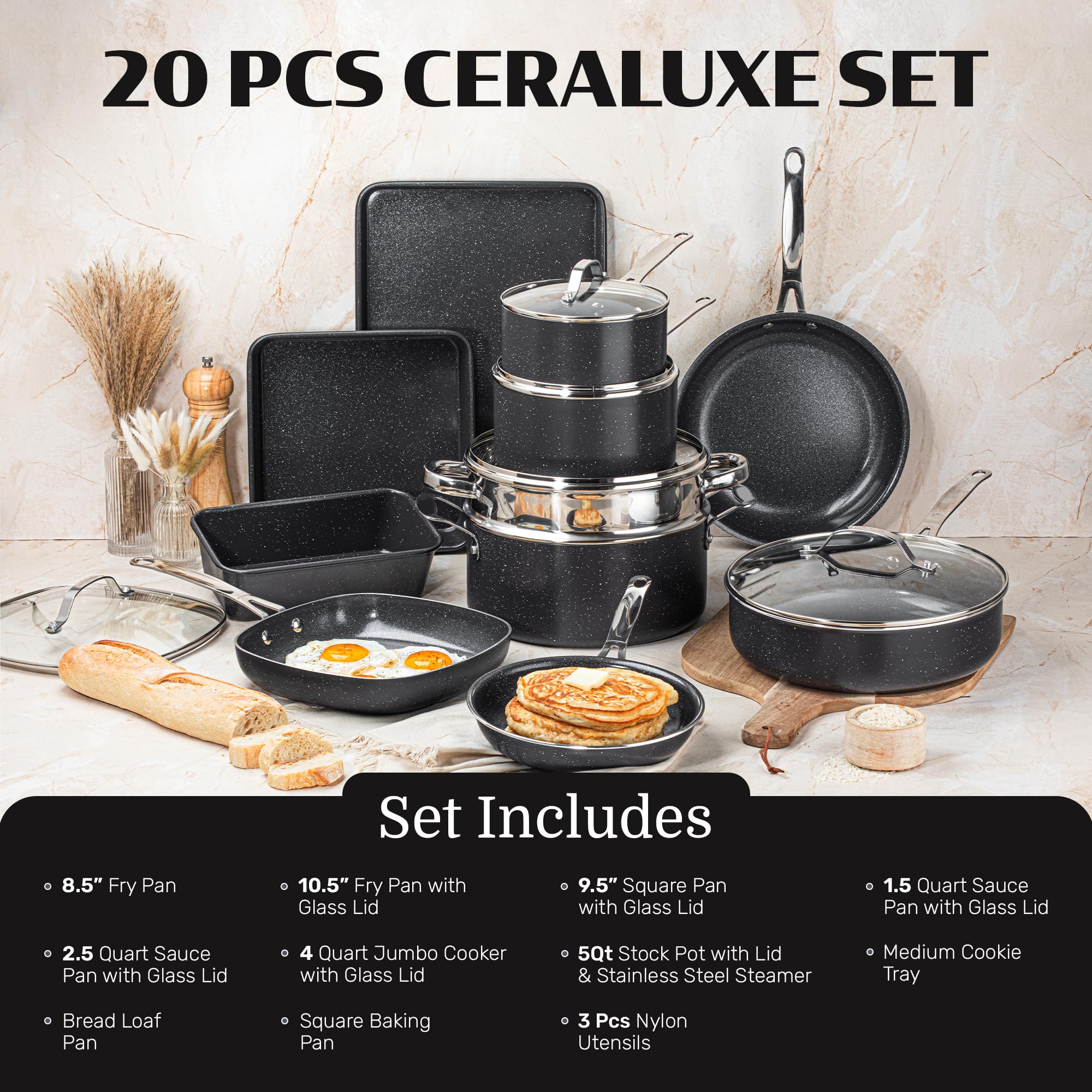 Granitestone Ceraluxe 8.5-inch fry pan with stay-cool handle.