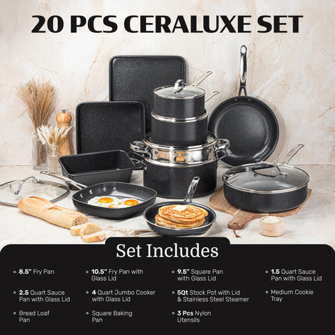 Granitestone Ceraluxe 8.5-inch fry pan with stay-cool handle.