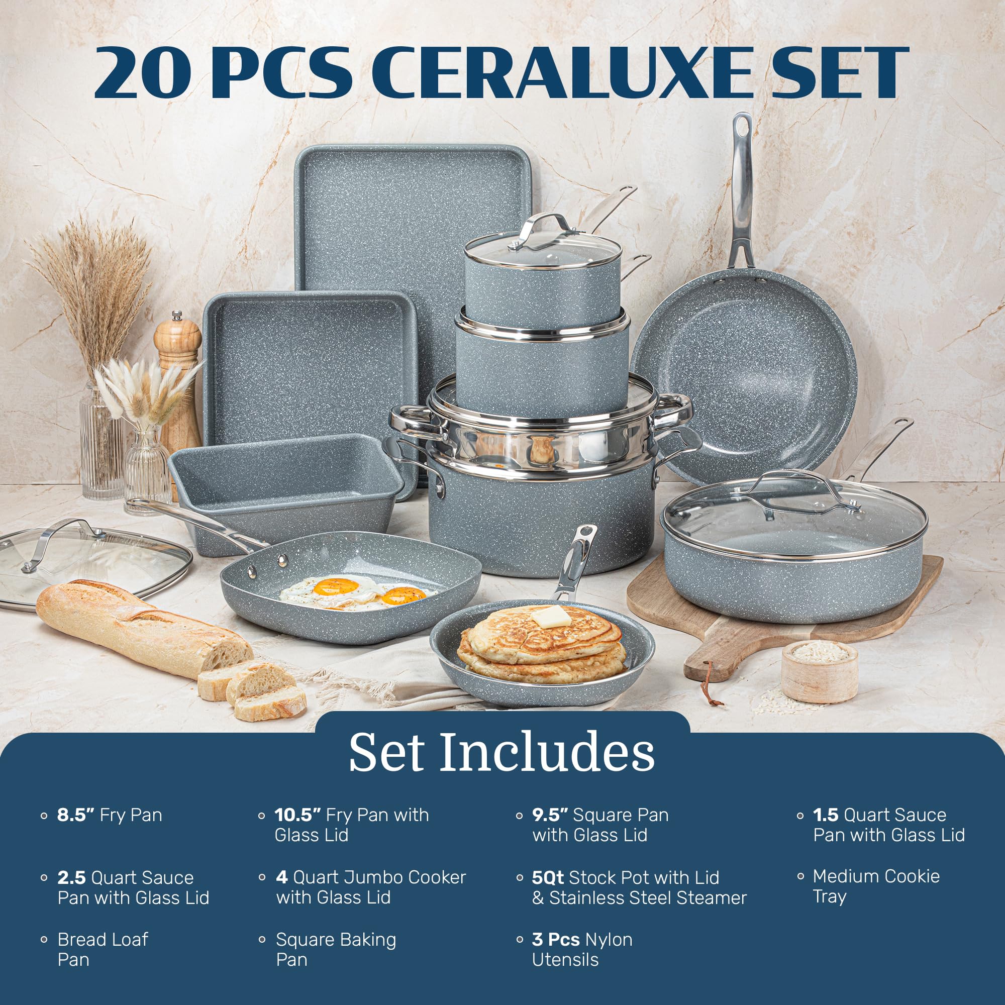 Granitestone Ceraluxe nonstick coating closeup shows smooth release