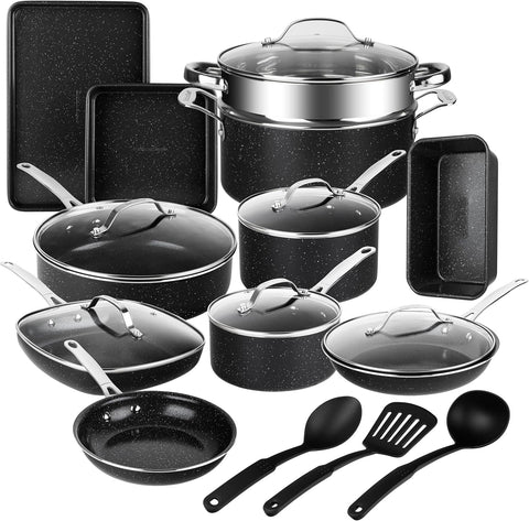 Granitestone: juego completo de ollas y sartenes para cocinar en casa con comodidad.