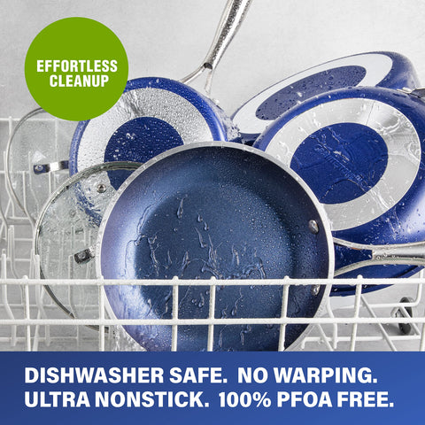 Granitestone sturdy blue handle provides comfortable grip during cooking