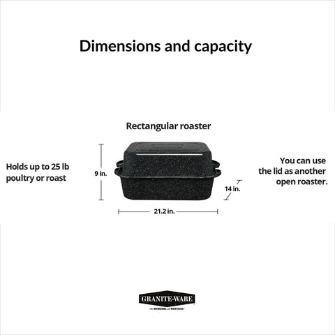 Granite Ware lid doubles as a separate roaster for versatile cooking options.