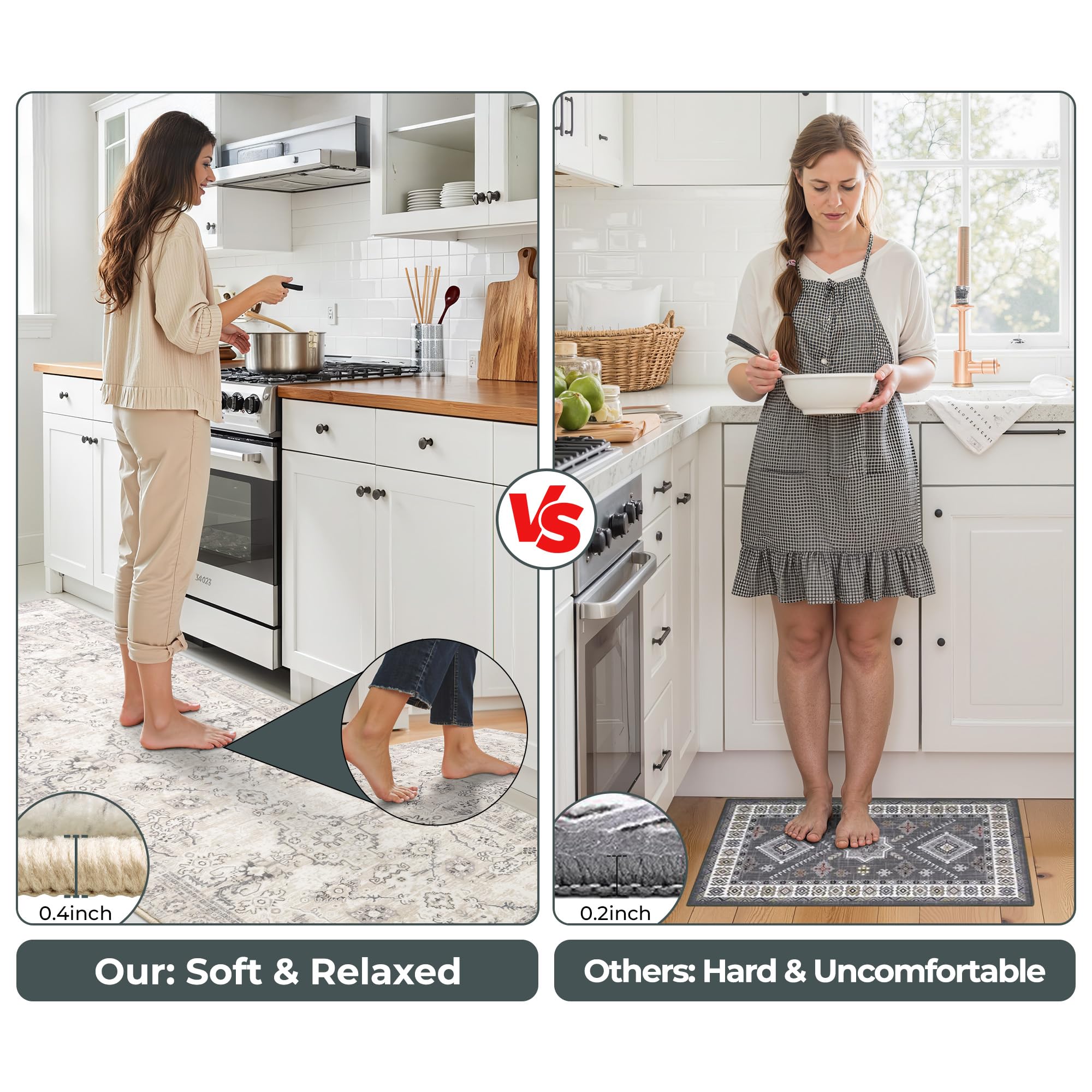 GRANNY SAYS Boho rug non-slip backing protects floors during kitchen tasks.