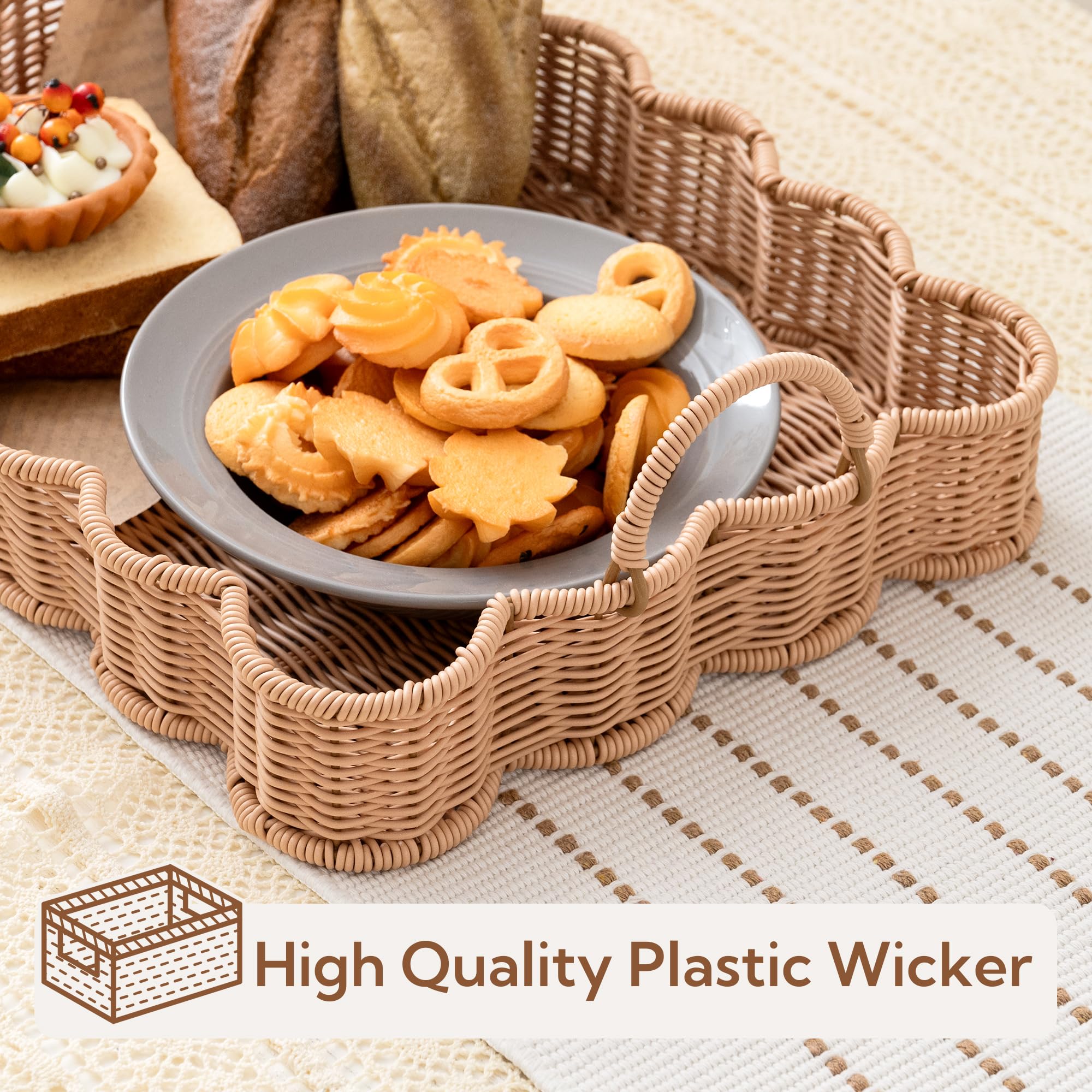 GRANNY SAYS scalloped-edge rectangle wicker tray dining-ready setup for meals.