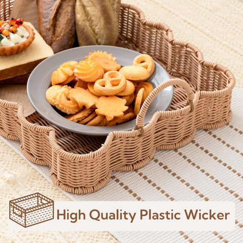 GRANNY SAYS scalloped-edge rectangle wicker tray dining-ready setup for meals.