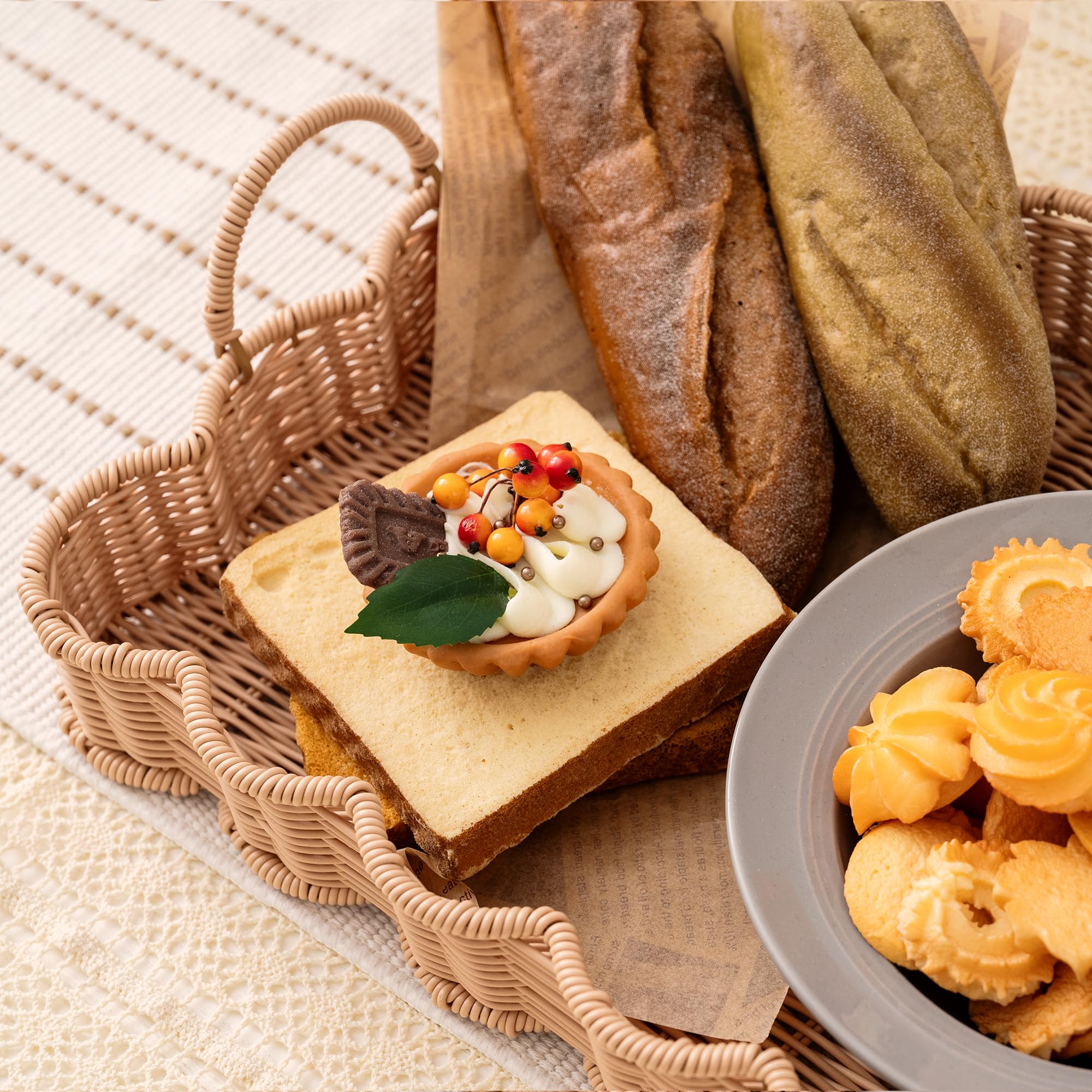 GRANNY SAYS scalloped-edge rectangle wicker tray durable plastic wicker supports daily use.