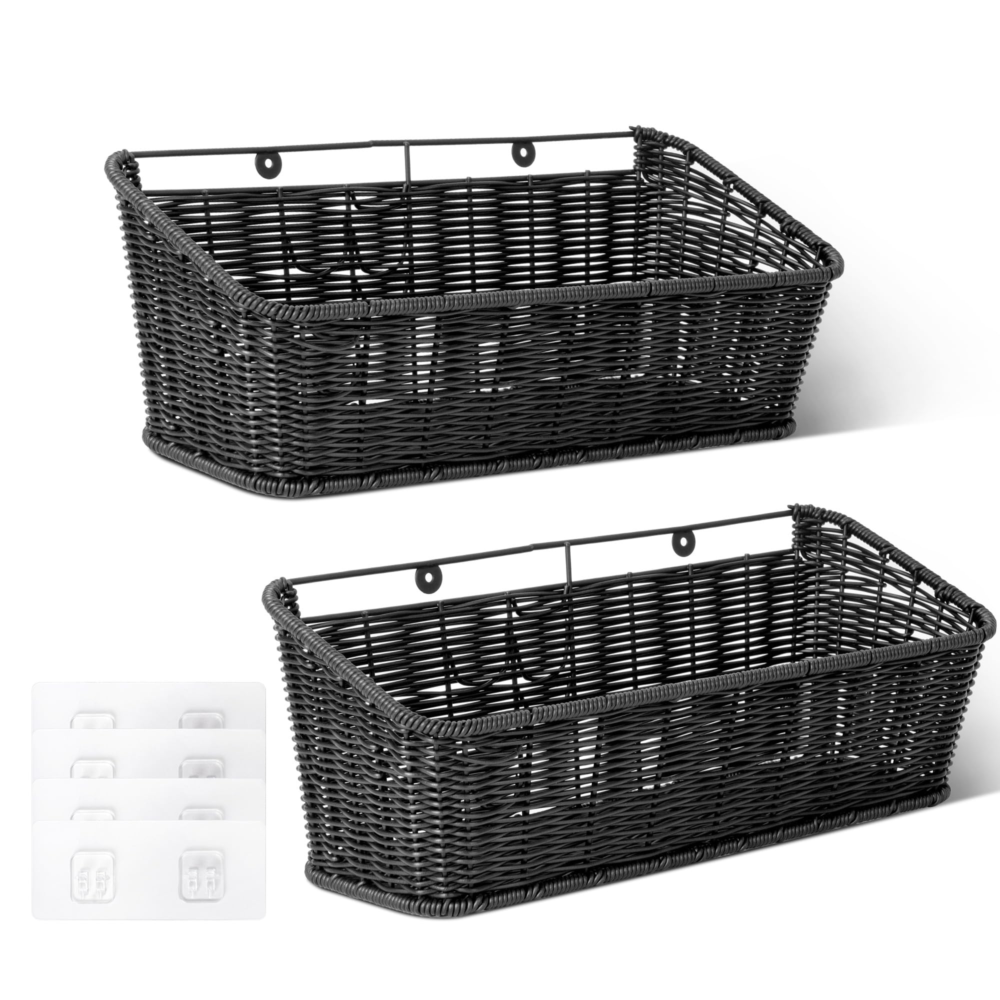 GRANNY SAYS wicker hanging basket front view for compact wall storage.