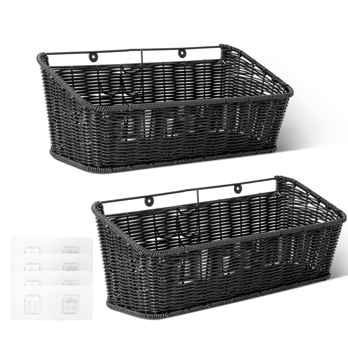 GRANNY SAYS wicker hanging basket front view for compact wall storage.
