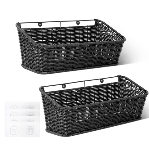GRANNY SAYS wicker hanging basket front view for compact wall storage.