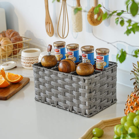 GRANNY SAYS wicker utensil caddy compartments for organized table setting