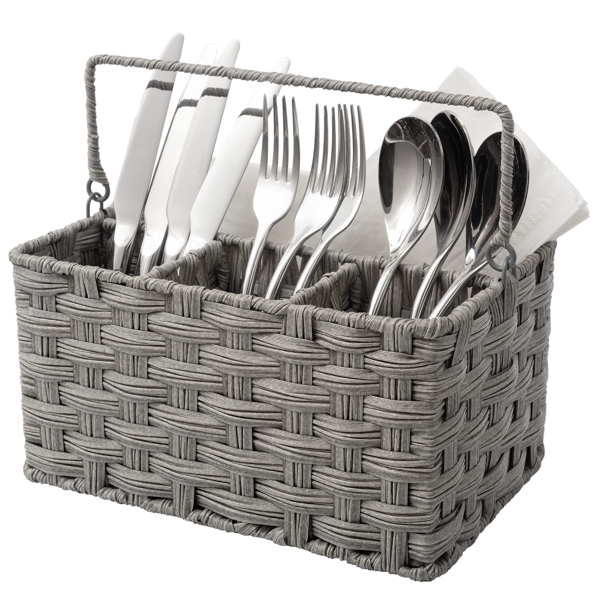 GRANNY SAYS wicker utensil caddy with handle for easy transport
