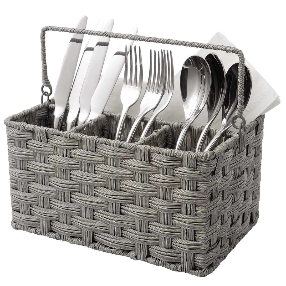 GRANNY SAYS wicker utensil caddy with handle for easy transport