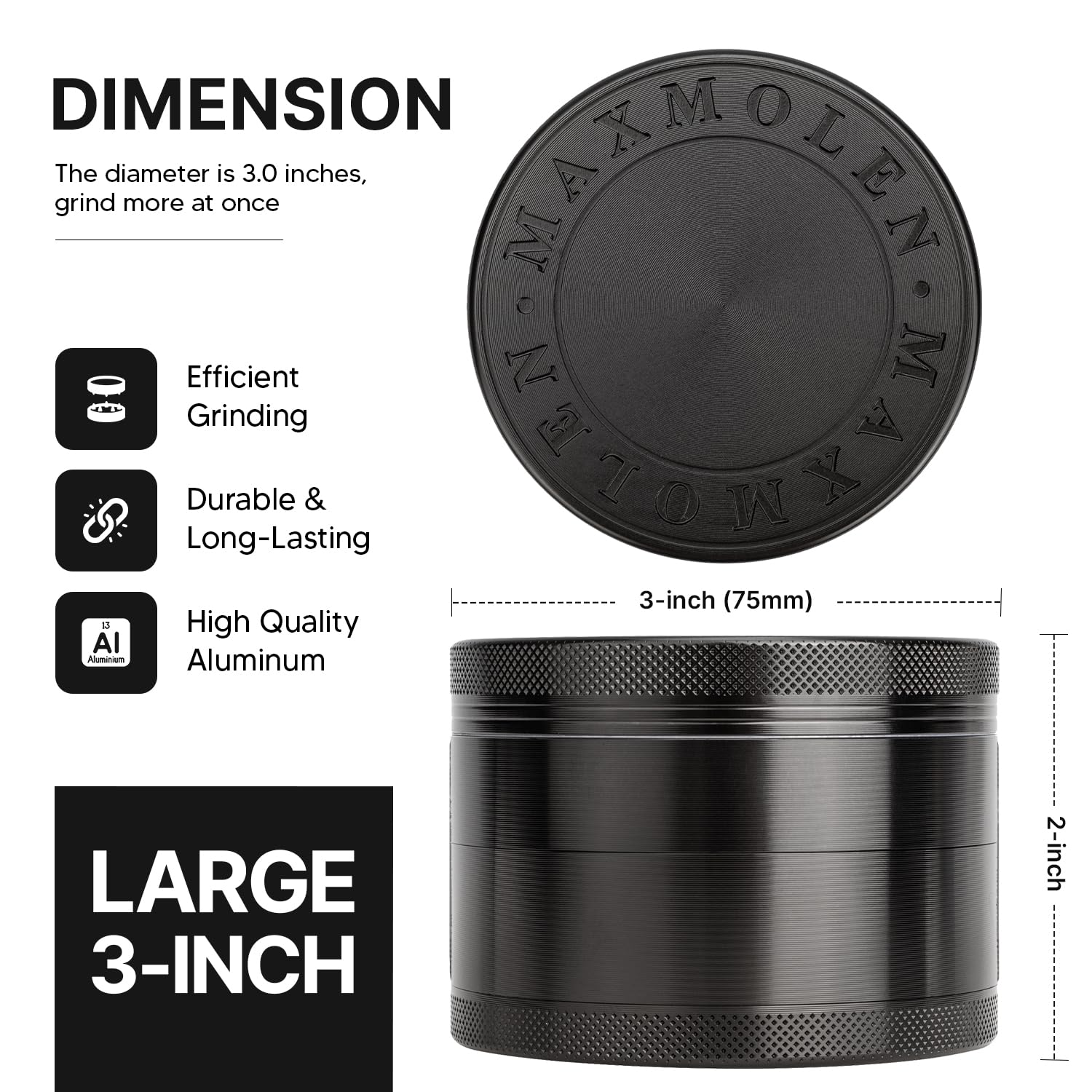 GRAVEND spice grinder with diamond-shaped teeth for speed