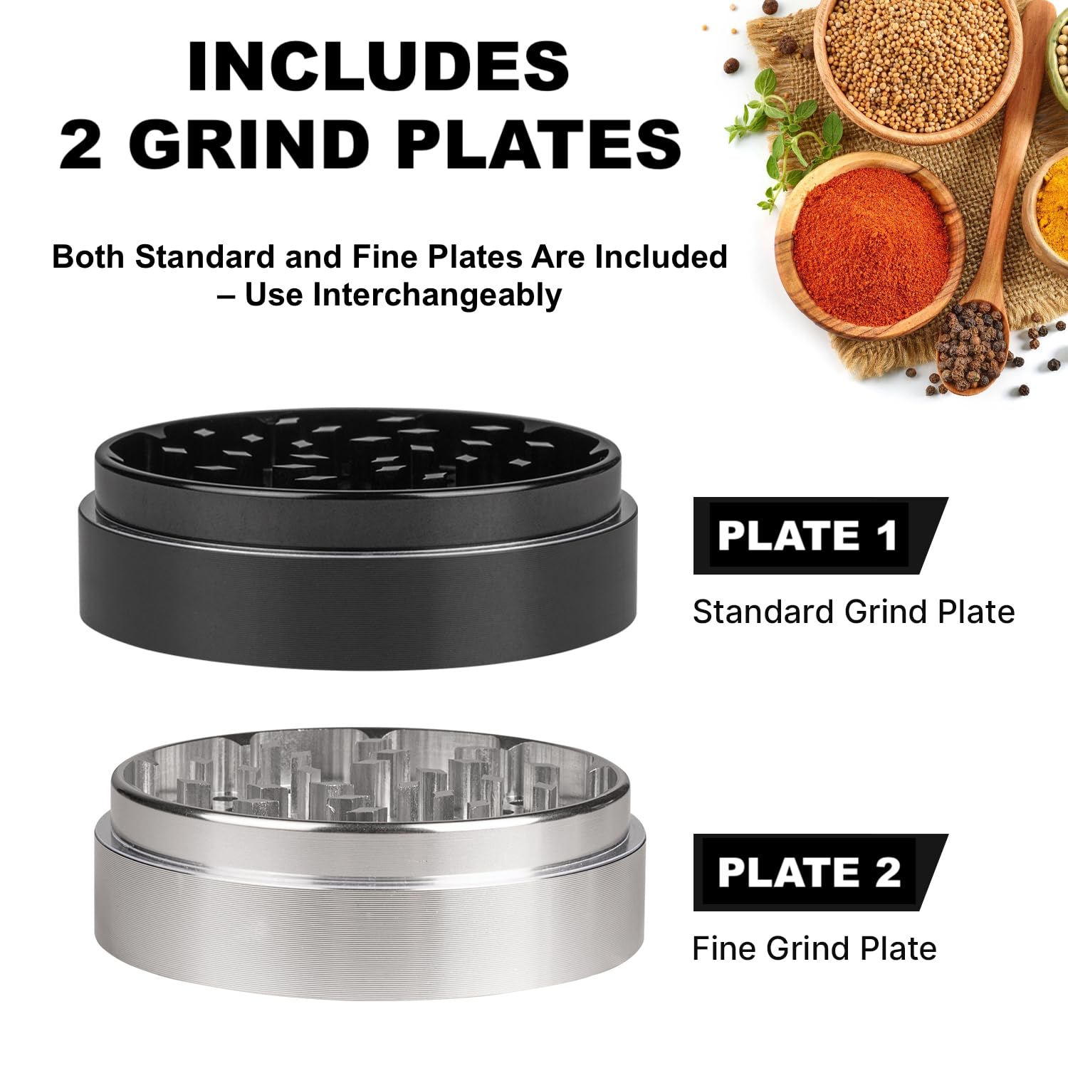 GRAVEND grinder with standard plate for coarser spice results