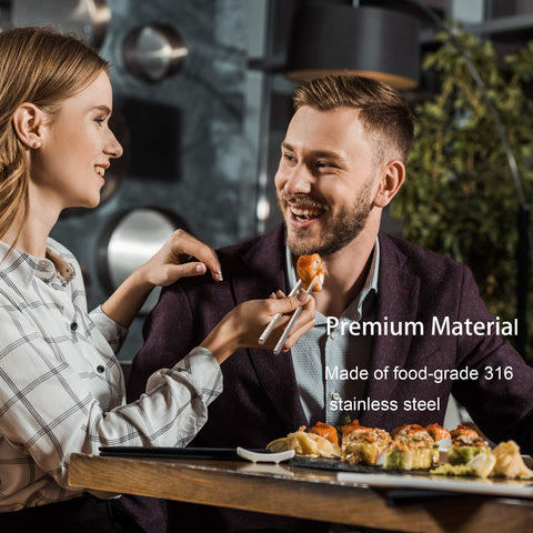 Greatamzor 316 stainless steel chopsticks with etched tips offer secure grip.