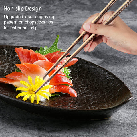 Greatamzor chopsticks tip with non-slip line engraving for secure grip