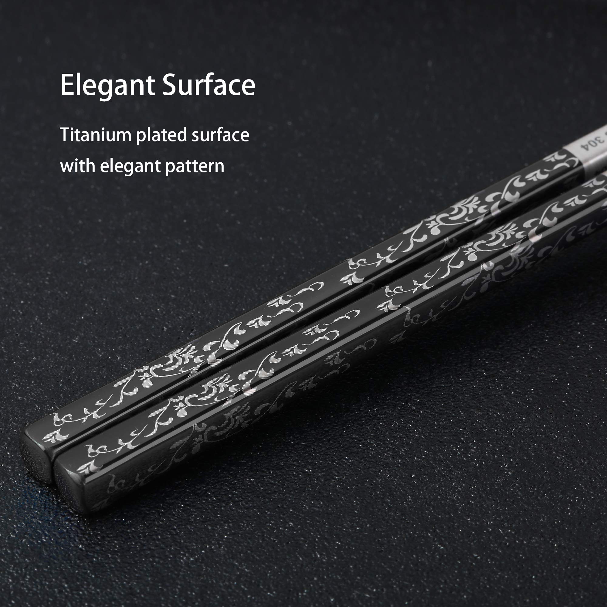 Greatamzor square-tip chopsticks showing line engraving for better grip.