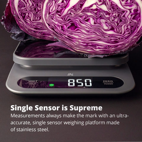 Greater Goods bulk-cooking scale helps weigh flour and ingredients accurately.