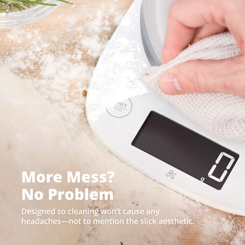 Greater Goods digital kitchen scale arrives with batteries included for immediate use