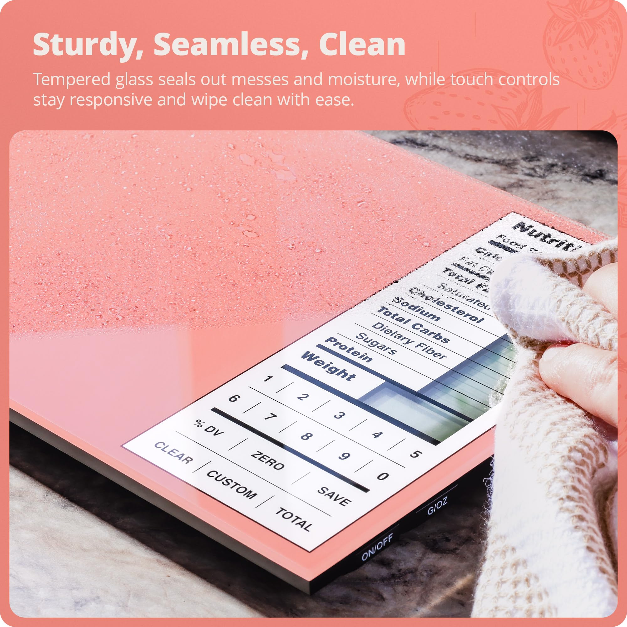 Greater Goods Digital Nutrition Scale compact size fits on your counter.