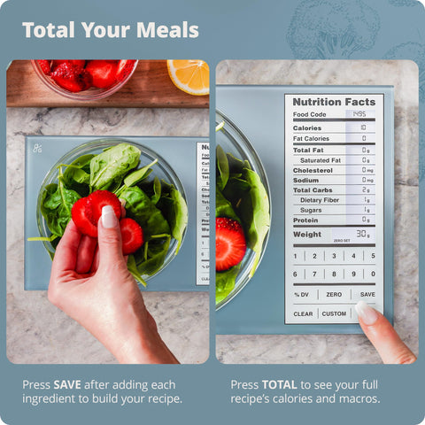 Greater Goods zero-out feature helps measure net ingredient weight accurately