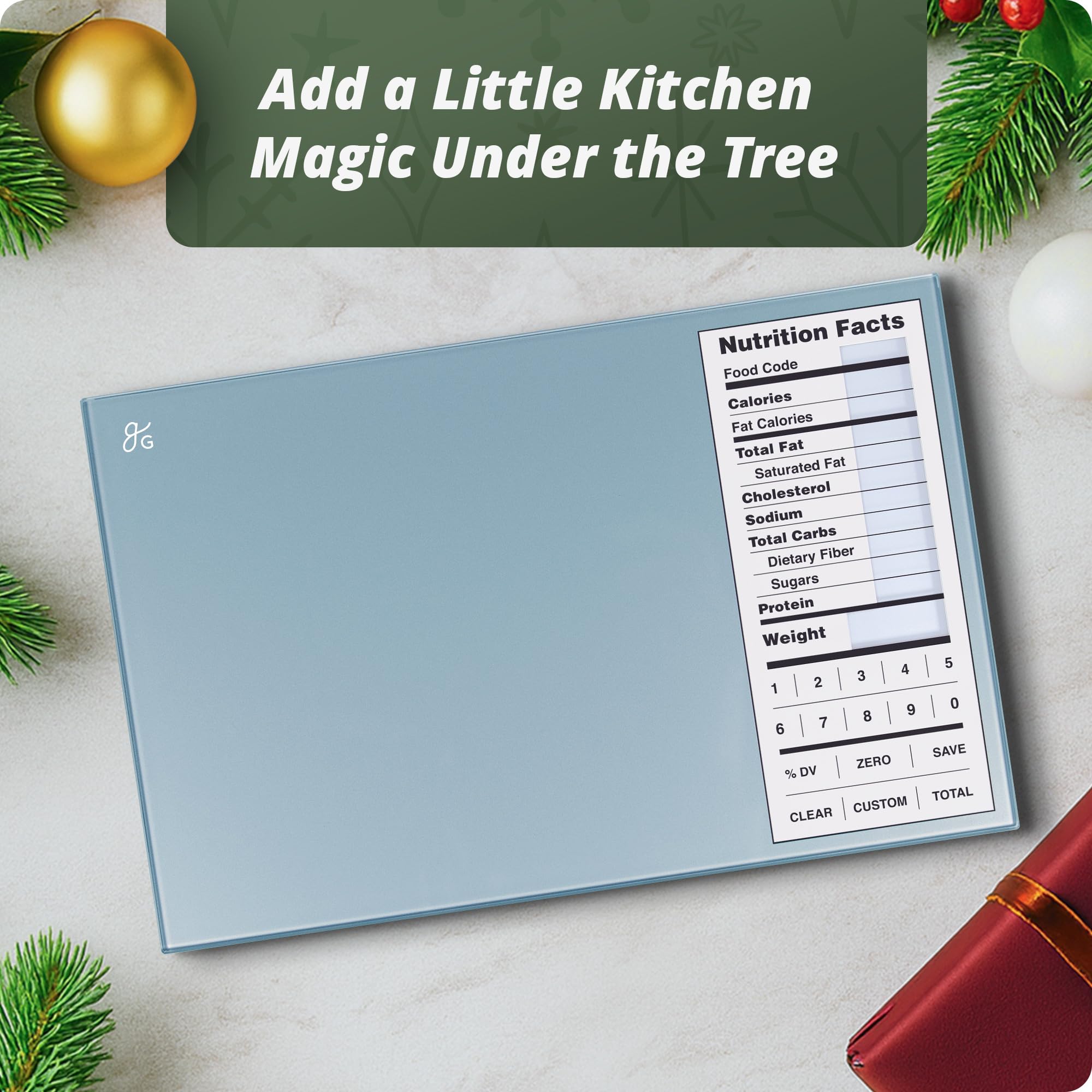 Greater Goods scale shows precise 0.1 g weighing for accurate ingredient tracking