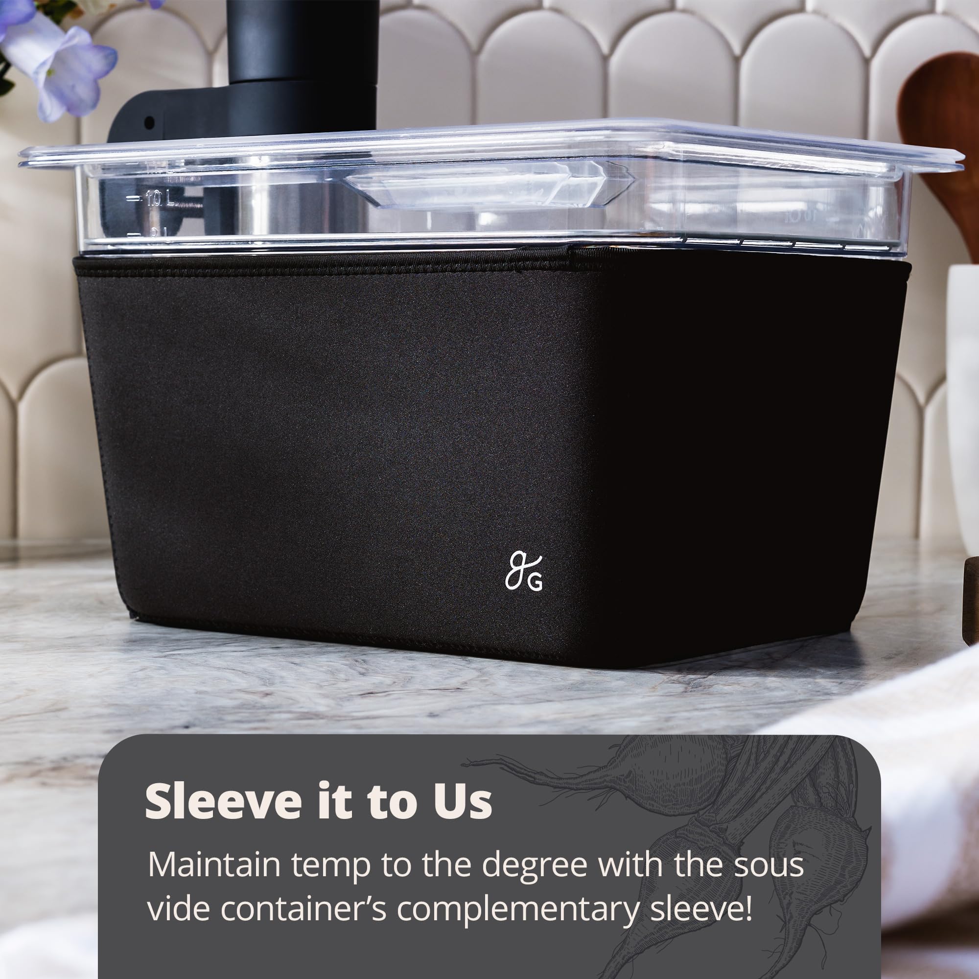 Great Goods sous vide kit highlighting dishwasher-safe components for easy cleaning.