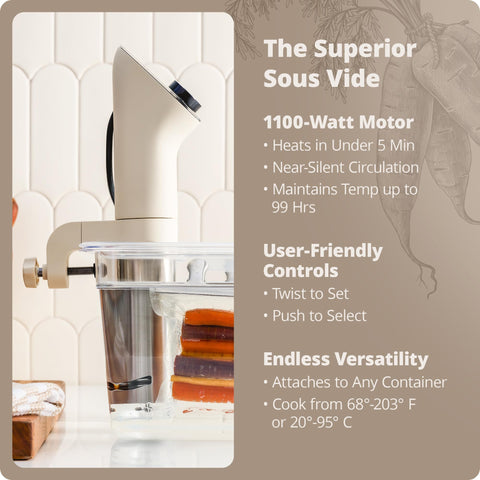 Greater Goods sous vide machine quiet operation for a peaceful kitchen workflow.