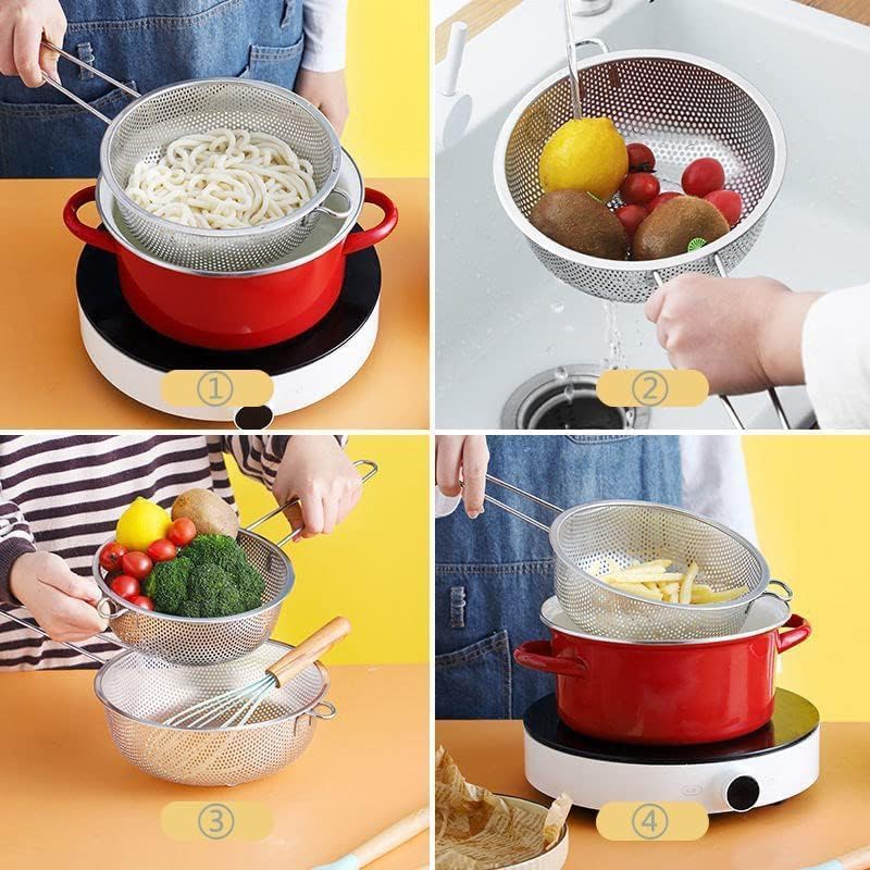 GreatLink 5-quart stainless steel mesh basket with sturdy handles.